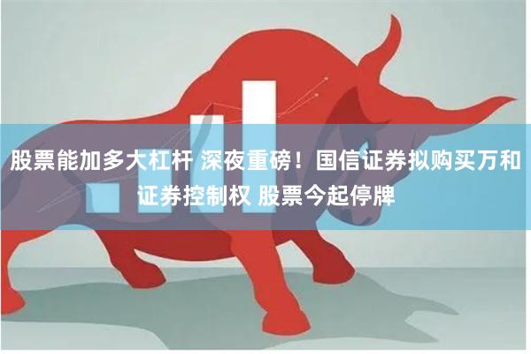 股票能加多大杠杆 深夜重磅！国信证券拟购买万和证券控制权 股票今起停牌